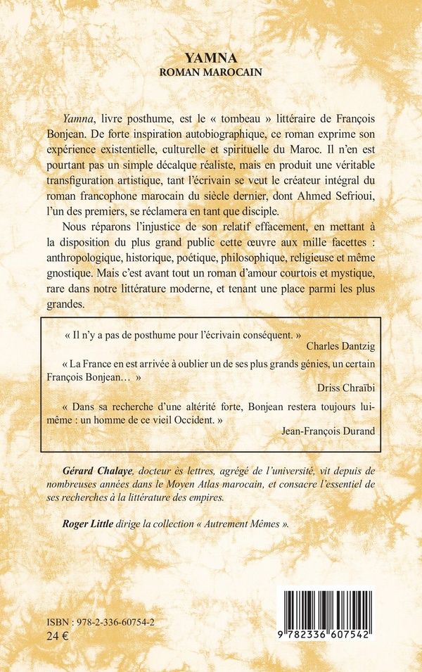Quatrième de couverture de « Yamna : Roman marocain »