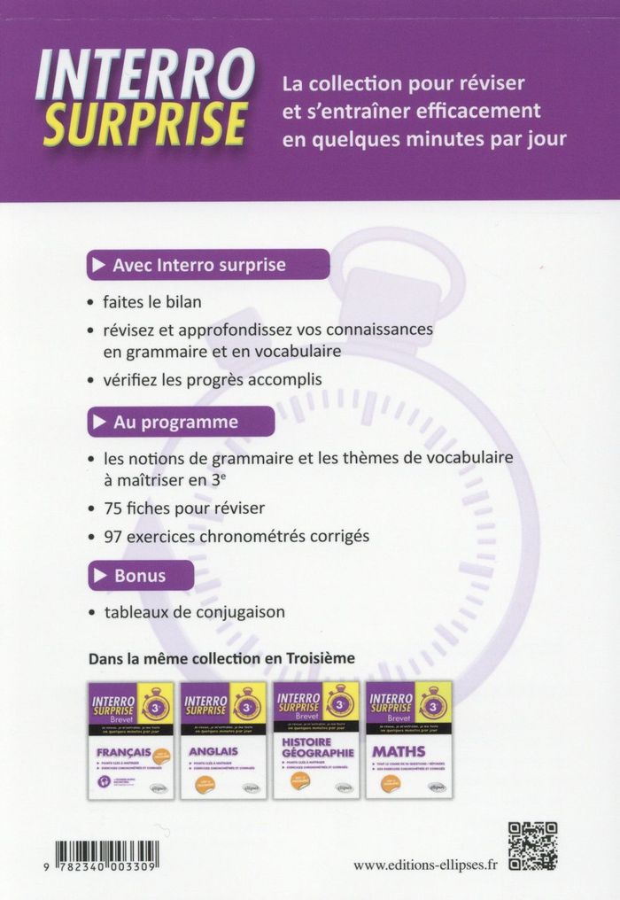 Quatrième de couverture de « ESPAGNOL INTERRO SURPRISE 3E »