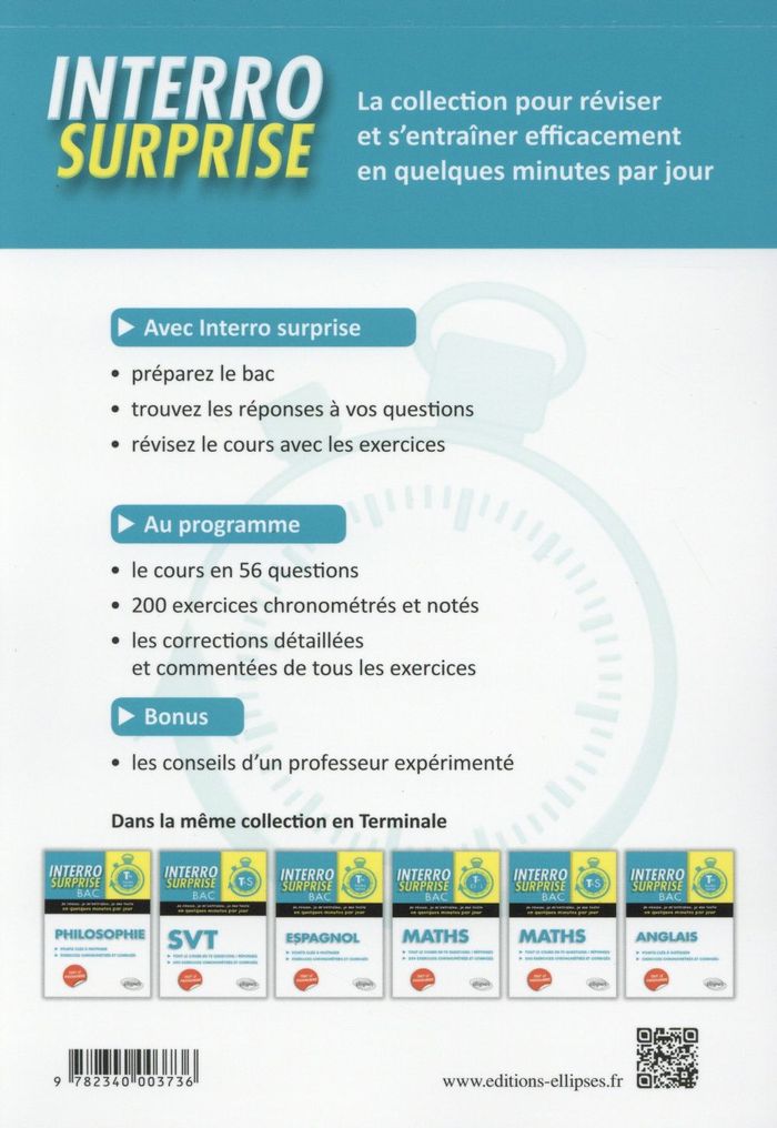 Quatrième de couverture de « MATHS TERMINALE STMG - TOUT LE COURS EN 57 QUESTIONS/REPONSES ET 200 EXERCICES CHRONOMETRES ET CORRI »