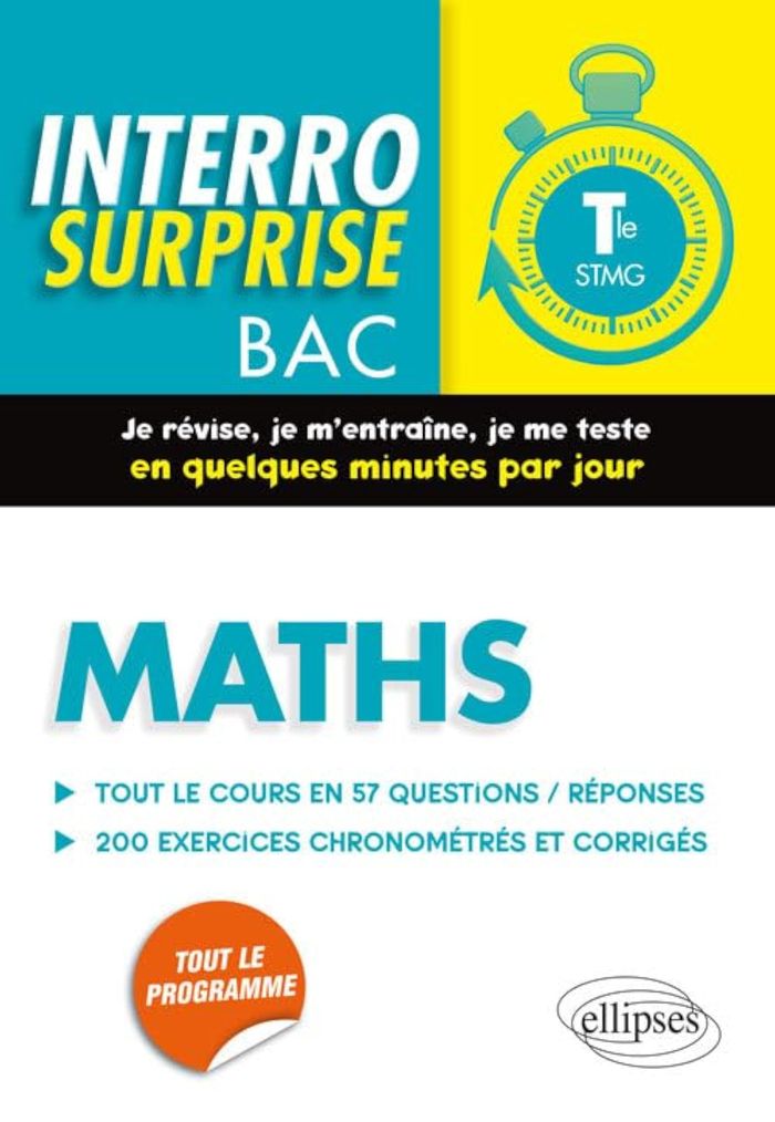 Couverture du livre « MATHS TERMINALE STMG - TOUT LE COURS EN 57 QUESTIONS/REPONSES ET 200 EXERCICES CHRONOMETRES ET CORRI » de Michel Radanne, librairie Les Contes Infusés à Corte