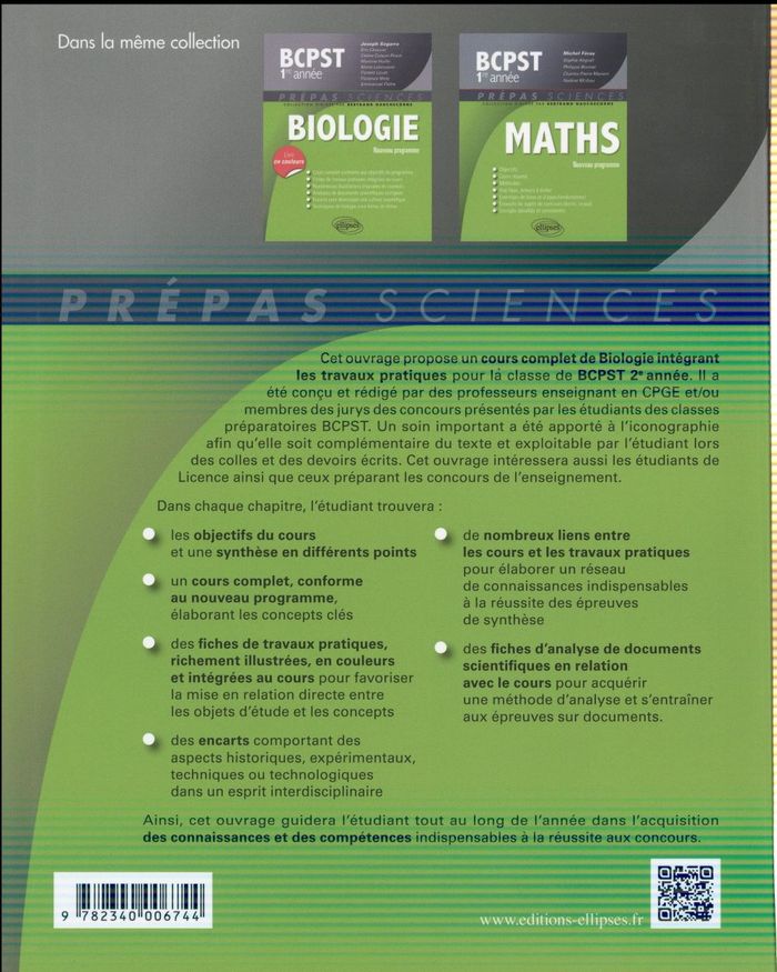 Quatrième de couverture de « BIOLOGIE BCPST-2 »