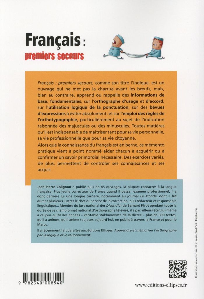 Quatrième de couverture de « FRANCAIS. PREMIERS SECOURS »