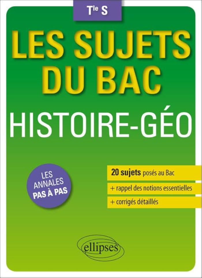 Couverture du livre « HISTOIRE-GEOGRAPHIE - TERMINALE S - 20 SUJETS POSES AU BAC + LES CORRIGES DETAILLES » de Marc Czeszak, librairie Les Contes Infusés à Corte