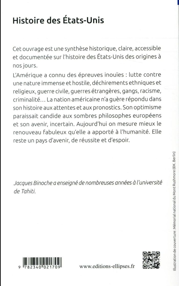 Quatrième de couverture de « HISTOIRE DES ETATS-UNIS »