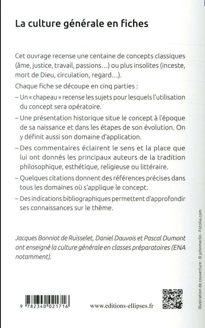 Quatrième de couverture de « LA CULTURE GENERALE EN FICHES »