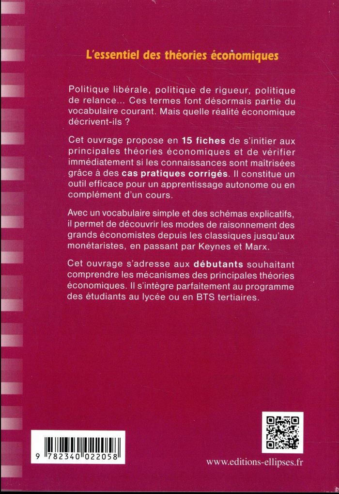 Quatrième de couverture de « L'ESSENTIEL DES THEORIES ECONOMIQUES »