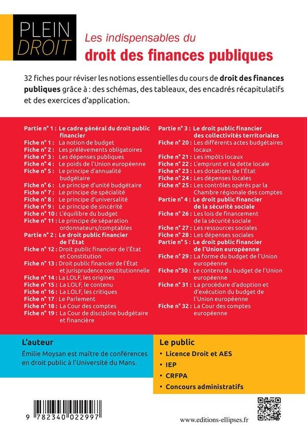 Quatrième de couverture de « LES INDISPENSABLES DU DROIT DES FINANCES PUBLIQUES »