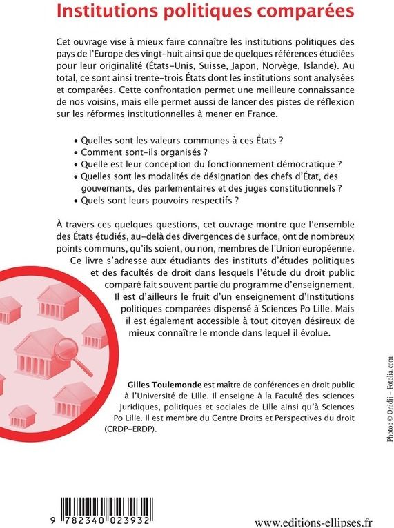 Quatrième de couverture de « INSTITUTIONS POLITIQUES COMPAREES »