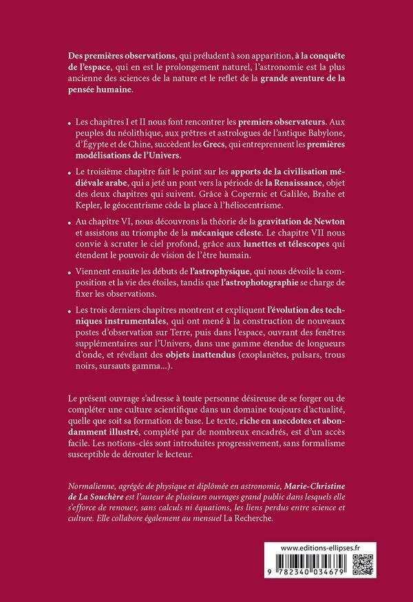 Quatrième de couverture de « HISTOIRE DE L'ASTRONOMIE - DES PREMIERES OBSERVATIONS A LA CONQUETE DE L'ESPACE »