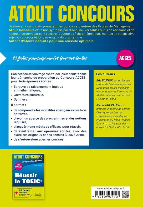 Quatrième de couverture de « REUSSIR LE CONCOURS ACCES »