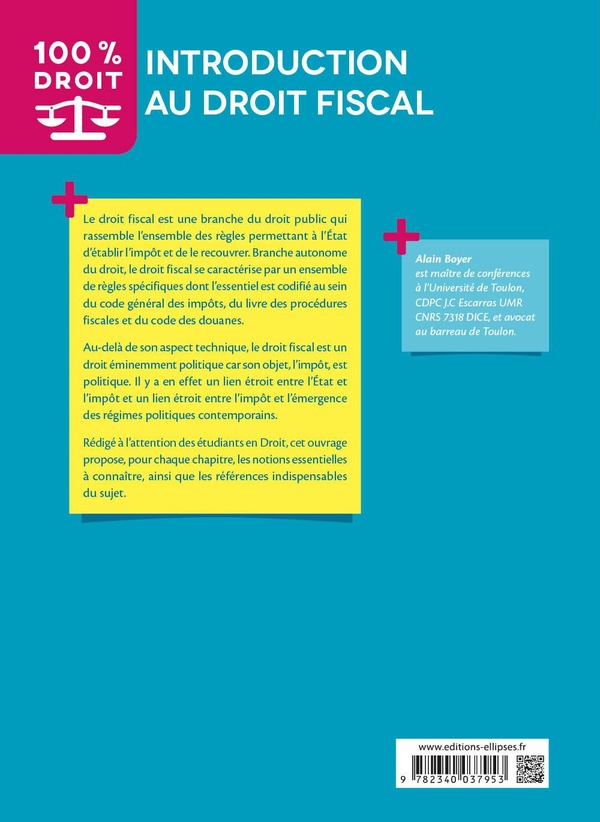 Quatrième de couverture de « Introduction au droit fiscal »