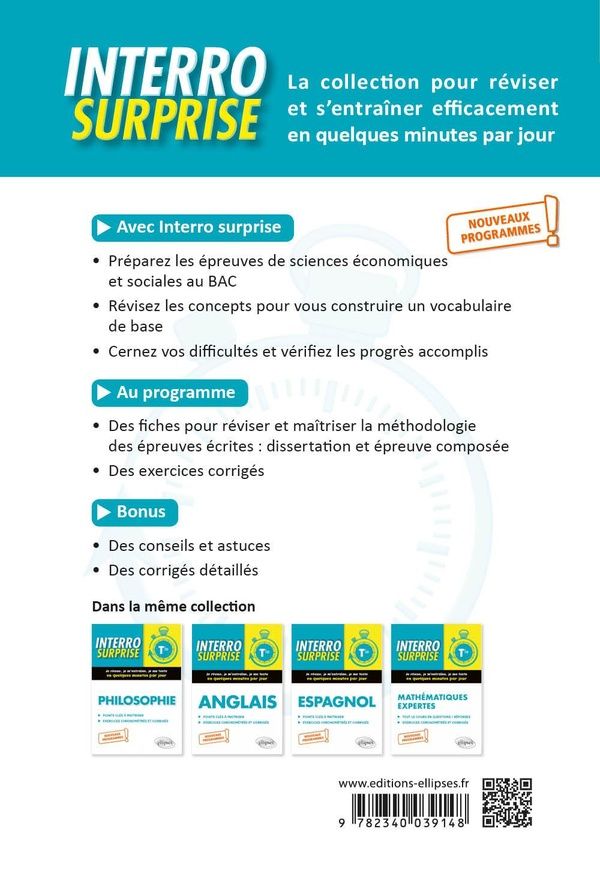Quatrième de couverture de « SPECIALITE SCIENCES ECONOMIQUES ET SOCIALES. SPECIAL METHODOLOGIE. TERMINALE - NOUVEAUX PROGRAMMES »