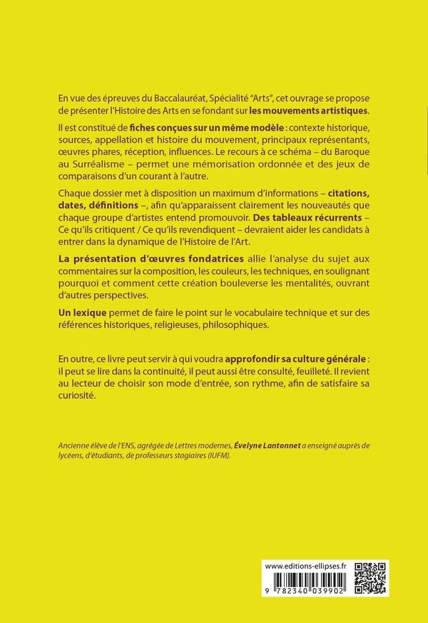 Quatrième de couverture de « PRECIS D'HISTOIRE DES ARTS - LES MOUVEMENTS ARTISTIQUES, DE L'ANTIQUITE AU XXE SIECLE - BAC NOUVEAUX »