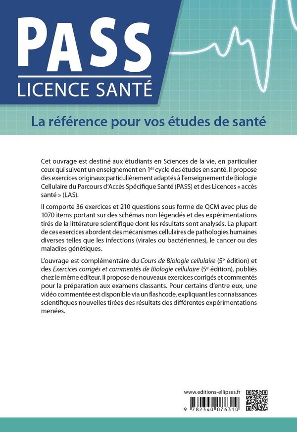 Quatrième de couverture de « BIOLOGIE CELLULAIRE - NOUVEAUX EXERCICES CORRIGES ET COMMENTES »