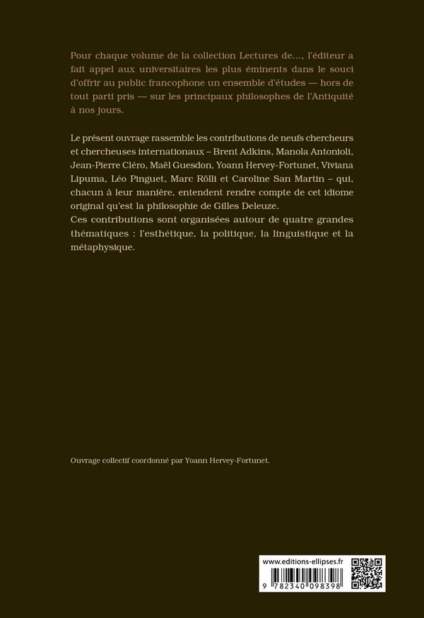 Quatrième de couverture de « DELEUZE. LECTURES. »