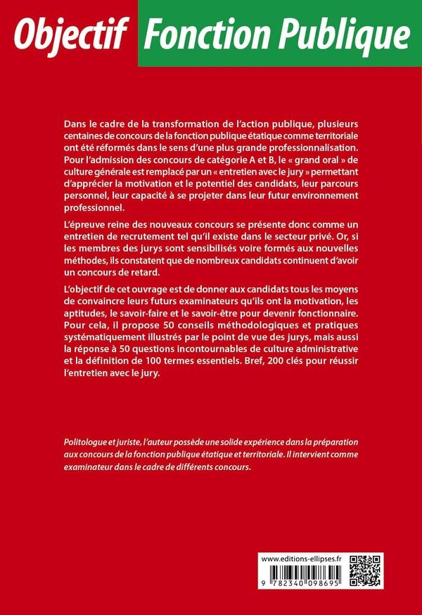 Quatrième de couverture de « L'entretien avec le jury : catégories A et B »