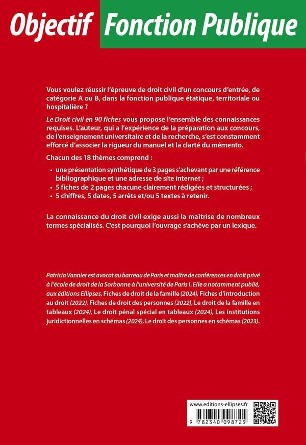 Quatrième de couverture de « Le droit civil en 90 fiches »