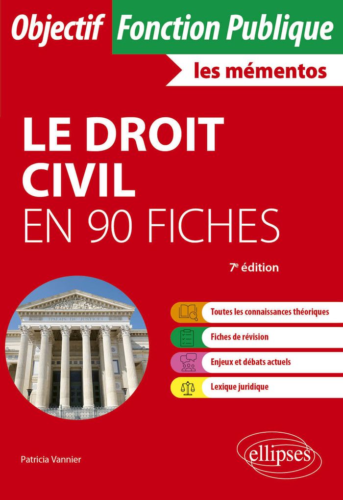 Couverture du livre « Le droit civil en 90 fiches » de Patricia Vannier, librairie Les Contes Infusés à Corte