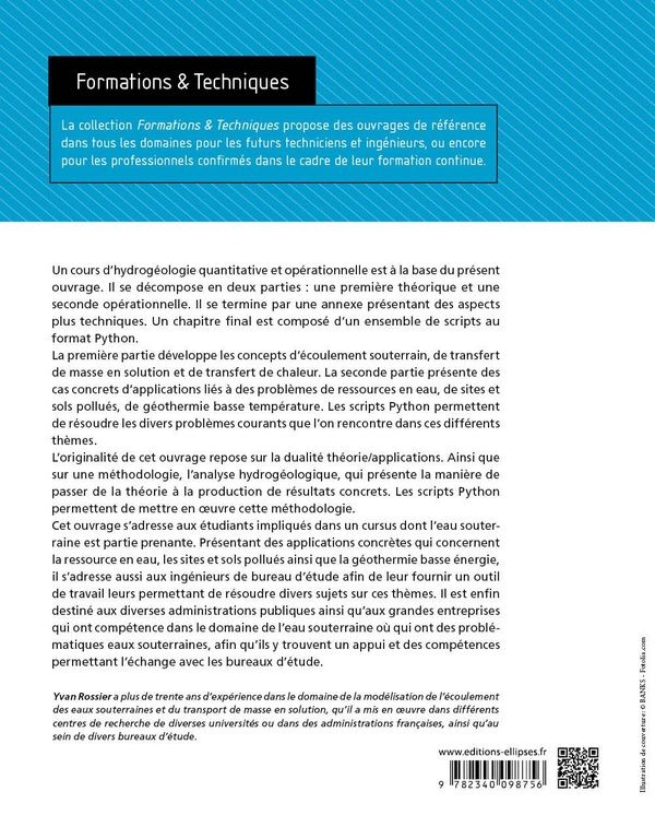 Quatrième de couverture de « Hydrogéologie quantitative et opérationnelle : de la théorie à la pratique »