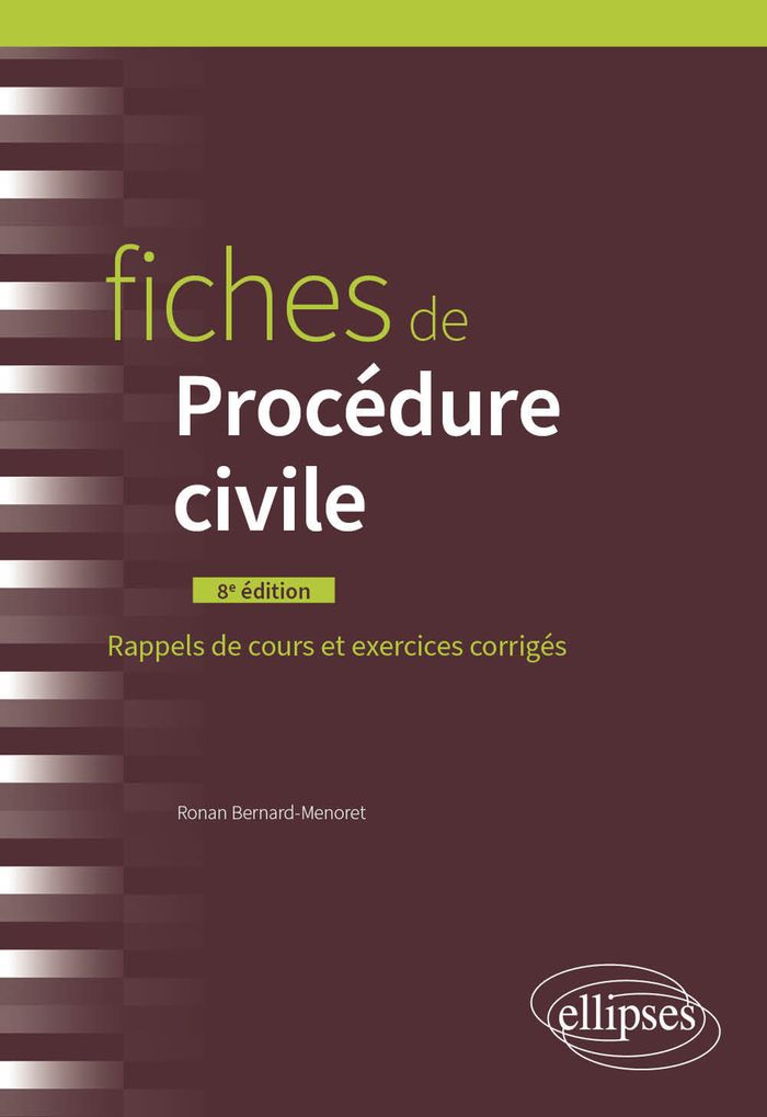 Couverture du livre « Fiches de procédure civile : rappels de cours et exercices corrigés » de Ronan Bernard-Menoret, librairie Les Contes Infusés à Corte