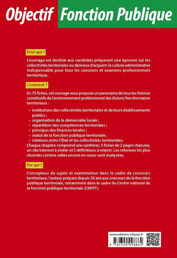 Quatrième de couverture de « Tout savoir sur les collectivités territoriales : catégories A et B »