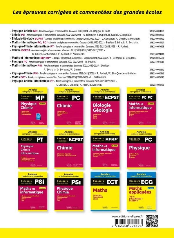 Quatrième de couverture de « Maths : concours BCPST 2022, 2023, 2024 »