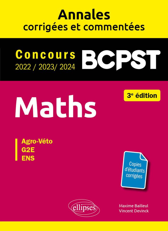Couverture du livre « Maths : concours BCPST 2022, 2023, 2024 » de Maxime Bailleul, librairie Les Contes Infusés à Corte
