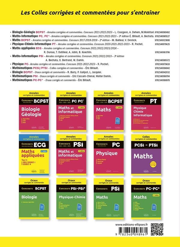 Quatrième de couverture de « Maths : MPSI »