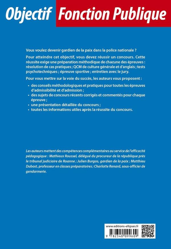 Quatrième de couverture de « Gardien de la paix : catégorie B »
