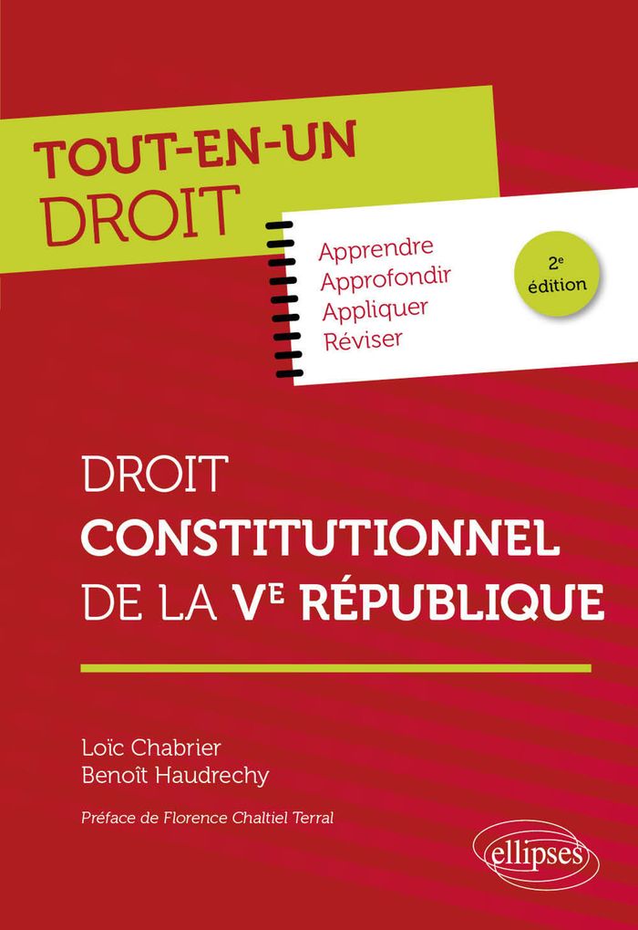 Couverture du livre « Droit constitutionnel de la Ve République » de Loïc Chabrier, librairie Les Contes Infusés à Corte
