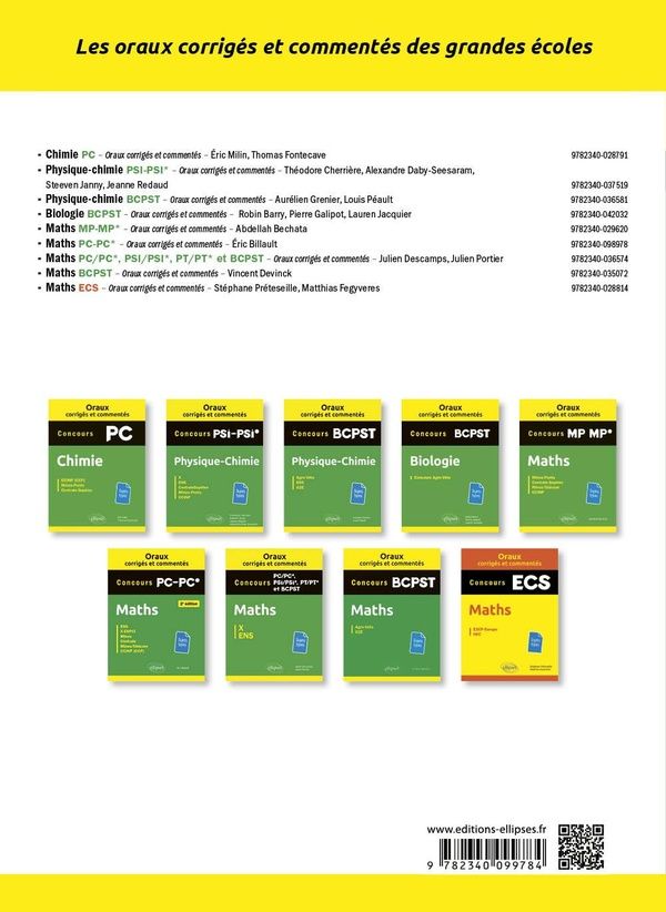 Quatrième de couverture de « Maths : Mines-Ponts, Mines-Télécom, Centrale-Supélec, ENSA, CCINP »