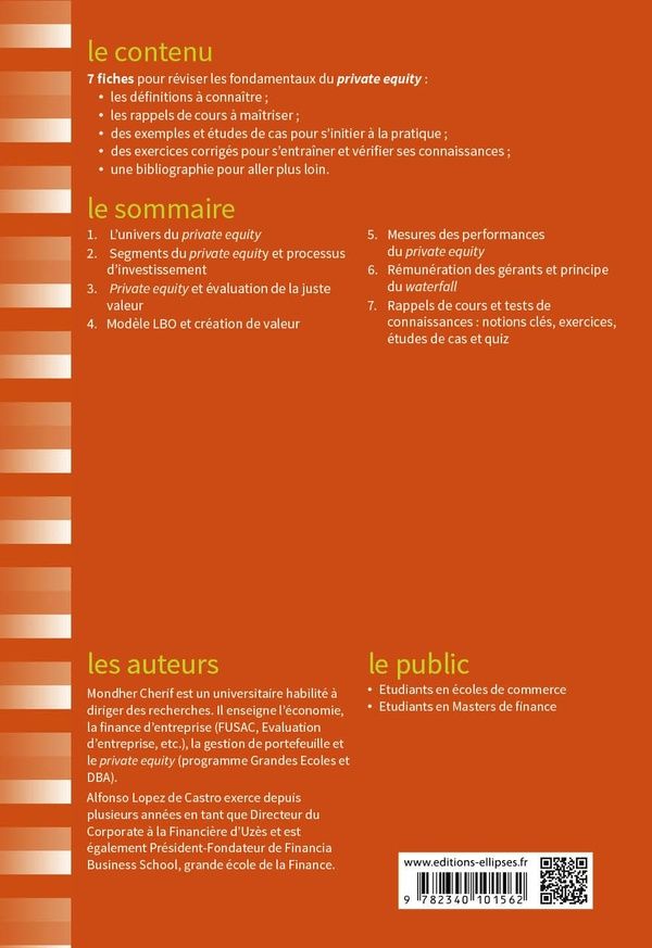 Quatrième de couverture de « Fiches de fondamentaux du private equity : rappel de cours et exercices corrigés »