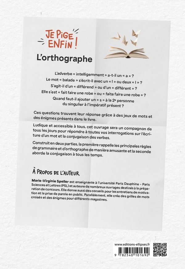 Quatrième de couverture de « L'orthographe »