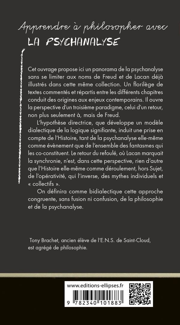 Quatrième de couverture de « Apprendre à philosopher avec la psychanalyse »