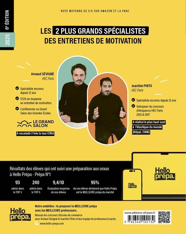 Quatrième de couverture de « Le manuel des entretiens de motivations, prépa HEC : écoles de commerce et de management, prépa HEC »