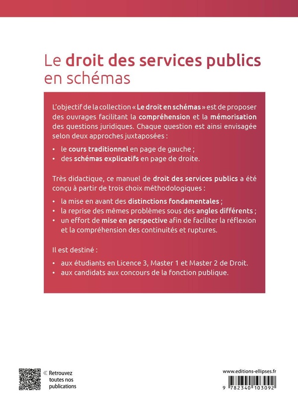 Quatrième de couverture de « Le droit des services publics en schémas »