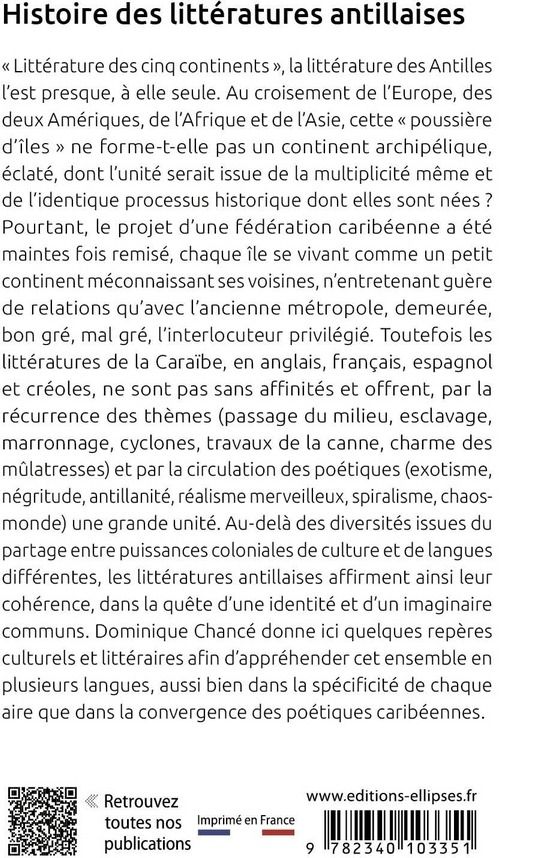 Quatrième de couverture de « Histoire des littératures antillaises »