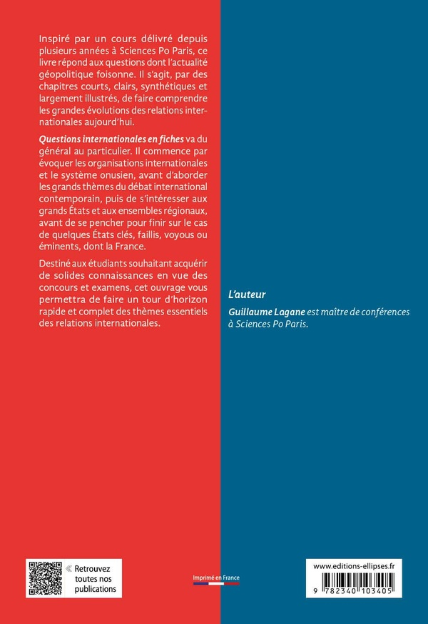Quatrième de couverture de « Questions internationales en fiches »