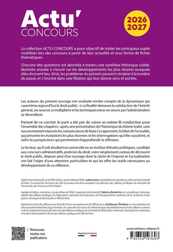 Quatrième de couverture de « Droit public, 2026-2027 »