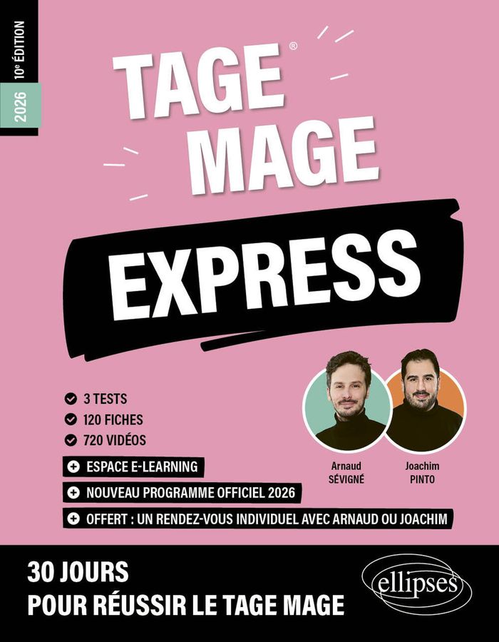 Couverture du livre « TAGE MAGE express : 3 tests, 120 fiches, 720 vidéos » de Arnaud Sévigné, librairie Les Contes Infusés à Corte