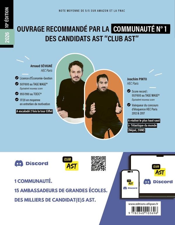 Quatrième de couverture de « Le manuel d'entraînement du TAGE MAGE : 12 tests, 1100 questions, 1100 corrigés en vidéos »