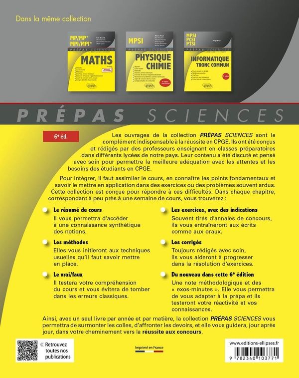 Quatrième de couverture de « Mathématiques MPSI-MP2I »