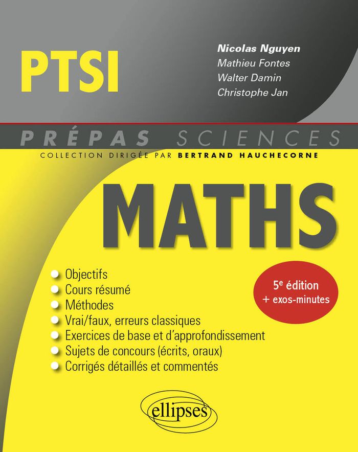 Couverture du livre « Mathématiques PTSI » de Mathieu Fontes, librairie Les Contes Infusés à Corte