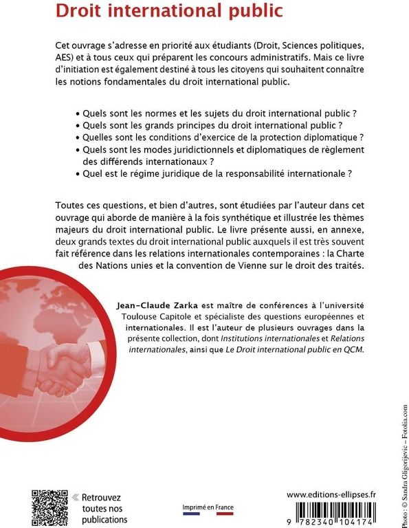 Quatrième de couverture de « Droit international public »