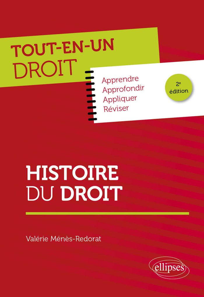 Couverture du livre « Histoire du droit » de Valérie Ménès-Redorat, librairie Les Contes Infusés à Corte