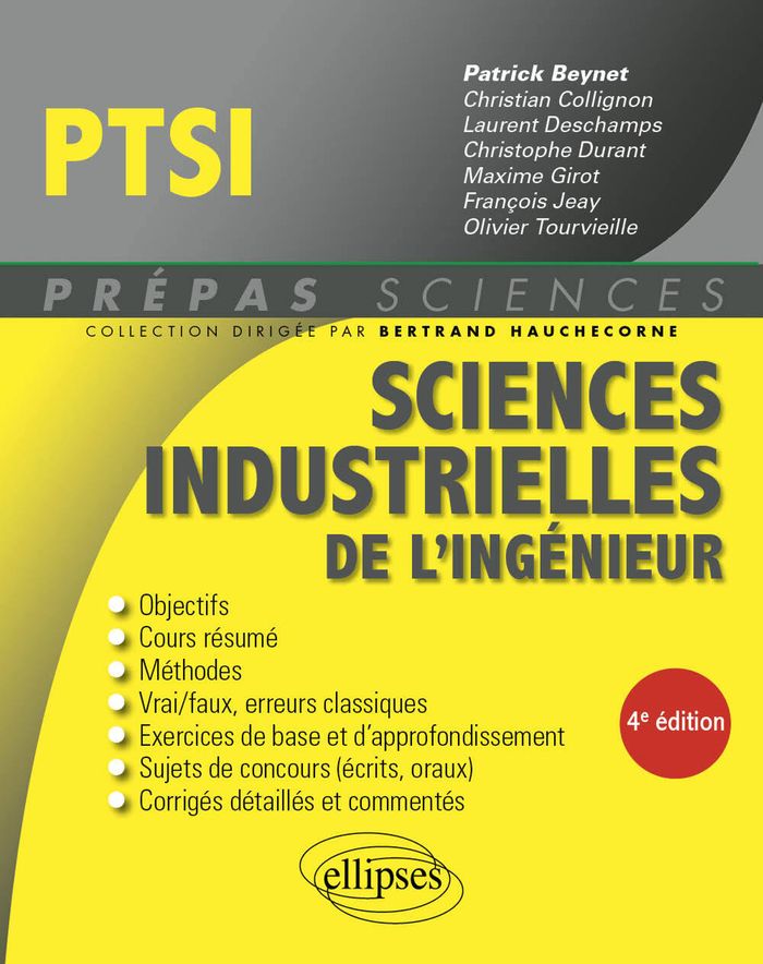 Couverture du livre « Sciences industrielles de l'ingénieur : PTSI » de ouvrage coordonné par Patrick Beynet, librairie Les Contes Infusés à Corte