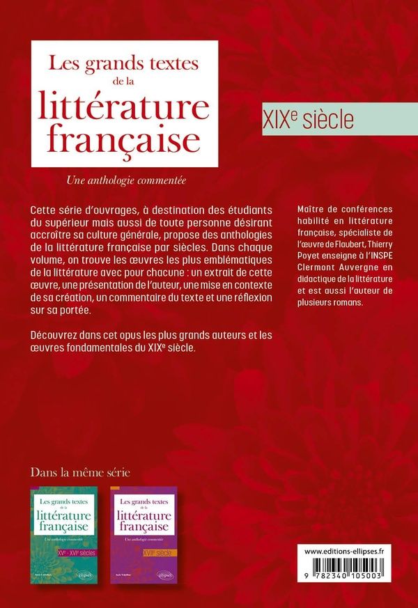 Quatrième de couverture de « Les grands textes de la littérature française : une anthologie commentée »