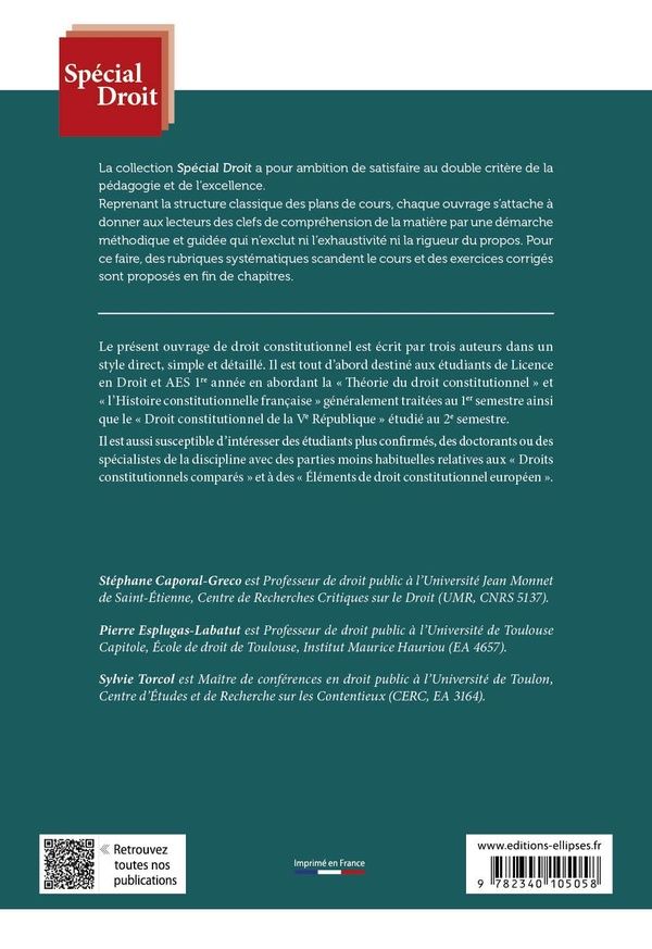Quatrième de couverture de « Droit constitutionnel »