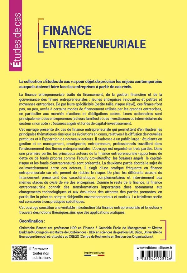 Quatrième de couverture de « Finance entrepreneuriale »
