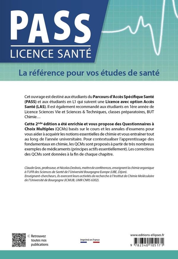 Quatrième de couverture de « Chimie en QCM : PASS LAS »